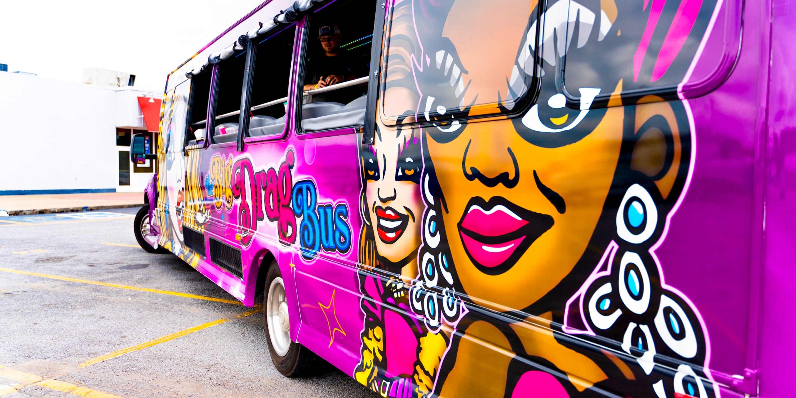 the exterior of the big drag bus